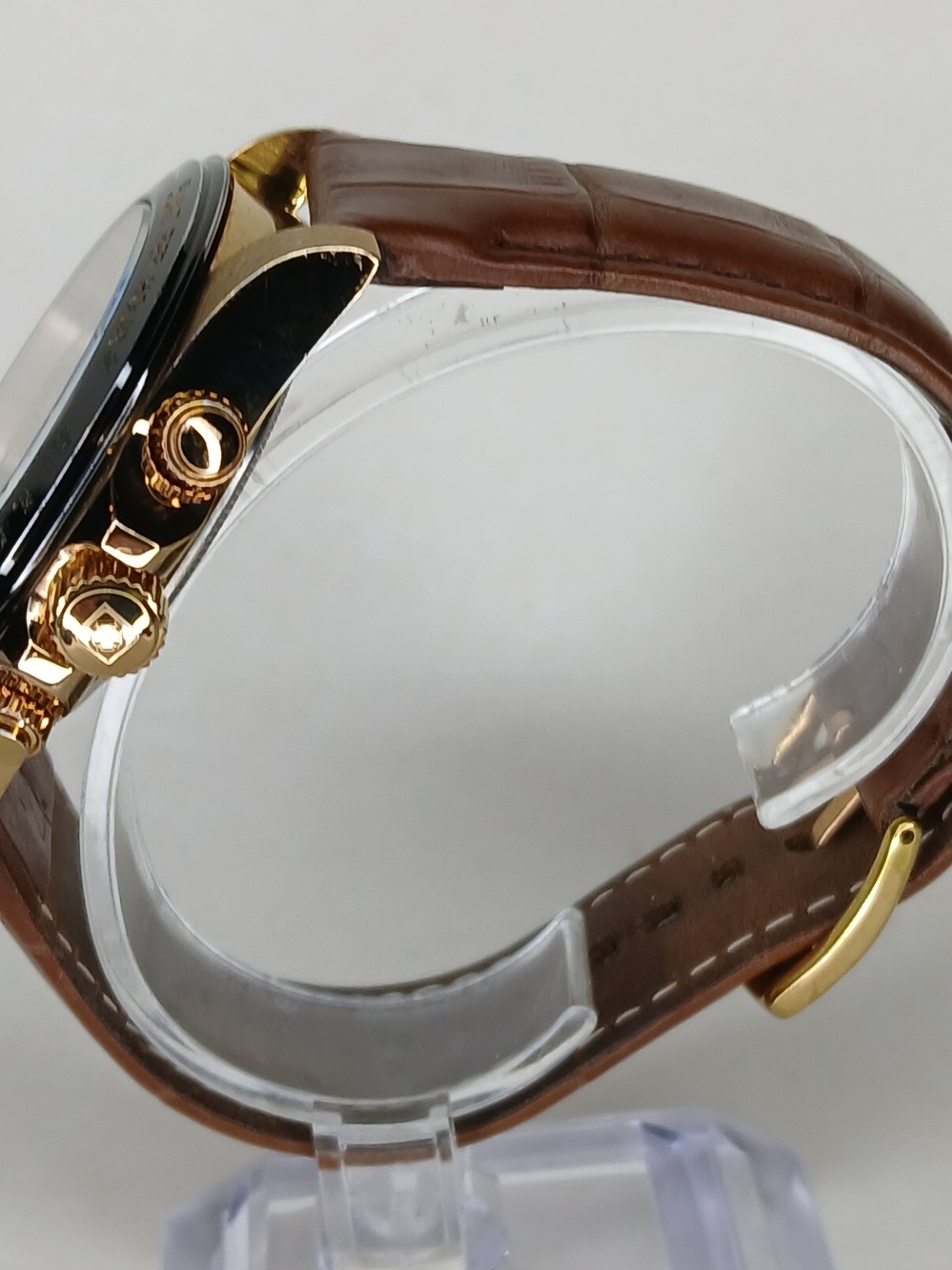 Invicta Speedway 10712 Gold Tone Brown Dial Chronograph Watch 200M Leather - Picture 6 of 10